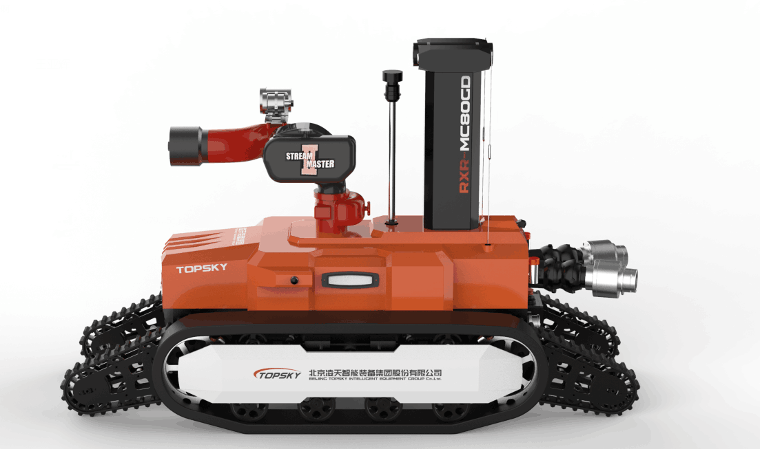 全地形防爆消防滅火偵察機器人【履帶擺臂】  (第2代，升降云臺及氣體二合一探測裝置+語音控制）  RXR-MC80BGD