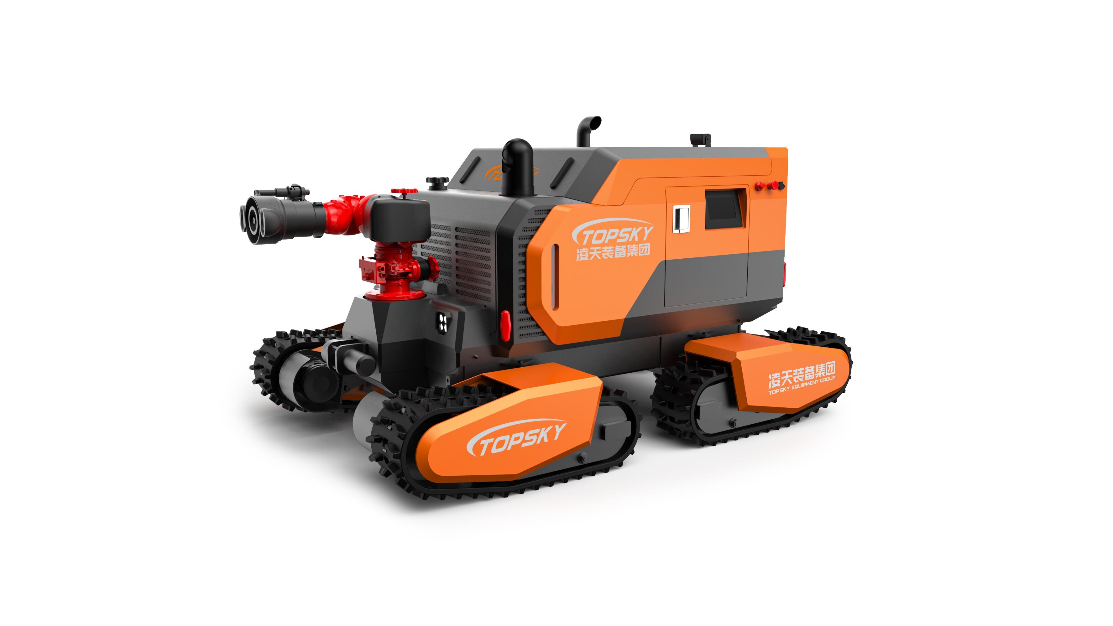 全地形消防滅火機器人 （第2代，四履帶，油動液壓、150進口消防水炮）